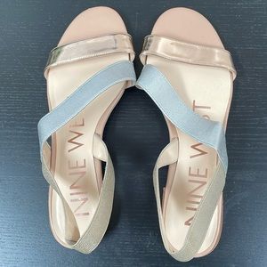 Nine West gold and silver sandals size 9